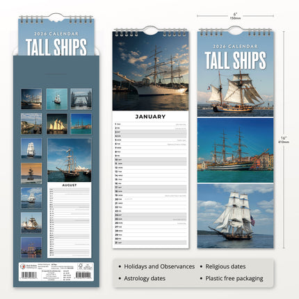 Red Robin Grote Schepen Slimline Kalender 2026