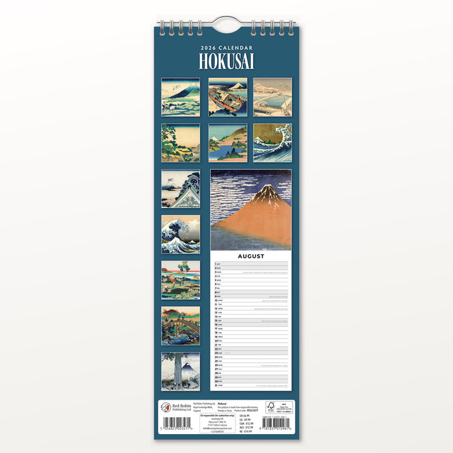 Red Robin Hokusai Slimline Kalender 2026