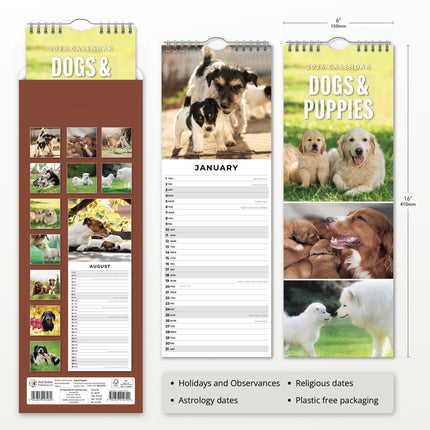 Red Robin Honden en Puppies Slimline Kalender 2026