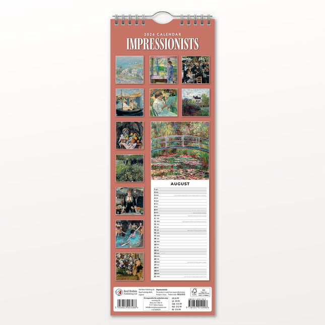 Red Robin Impressionists Slimline Kalender 2026