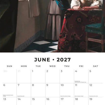 Red Robin Johannes Vermeer Kalender 2027