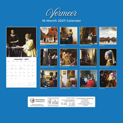 Red Robin Johannes Vermeer Kalender 2027
