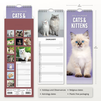 Red Robin Katten en Kittens Slimline Kalender 2026