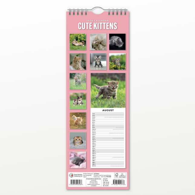 Red Robin Kittens Slimline Kalender 2026