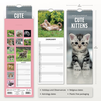 Red Robin Kittens Slimline Kalender 2026