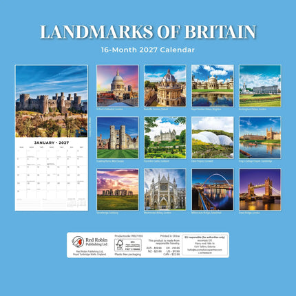 Red Robin Landmarks of Britain Kalender 2027