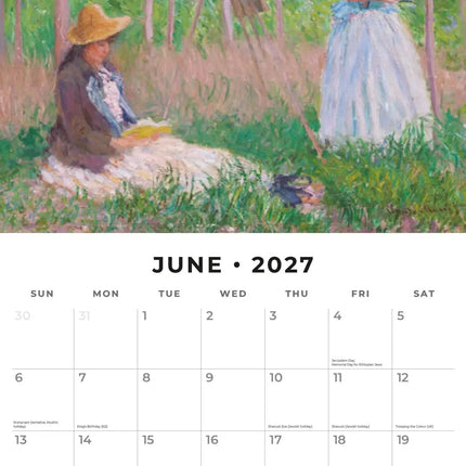 Red Robin Monet Kalender 2027