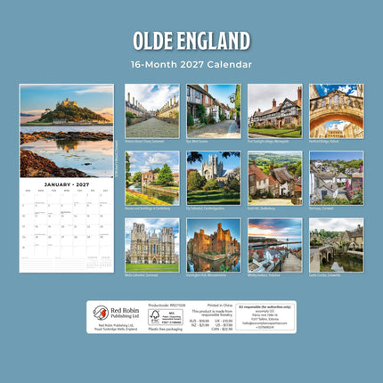 Red Robin Olde England Kalender 2027
