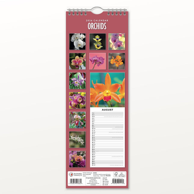 Red Robin Orchideeën Slimline Kalender 2026
