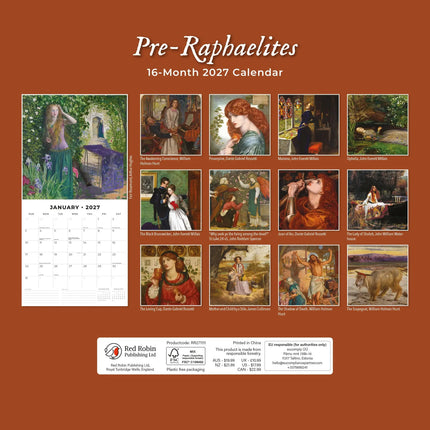 Red Robin Pre-Raphaelites Kalender 2027