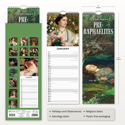 Red Robin Pre-Raphaelites Slimline Kalender 2026