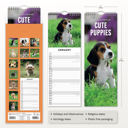 Red Robin Puppies Slimline Kalender 2026