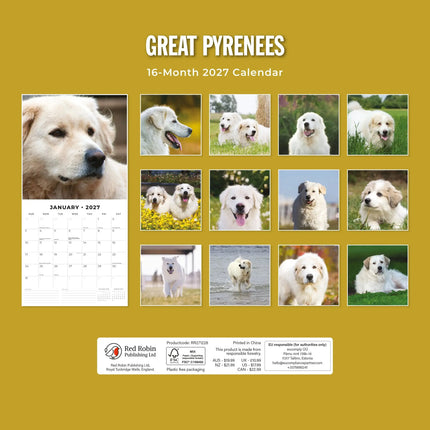 Red Robin Pyreneese Berghond Kalender 2027