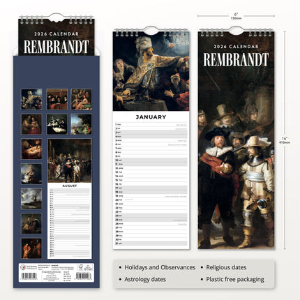 Red Robin Rembrandt Slimline Kalender 2026