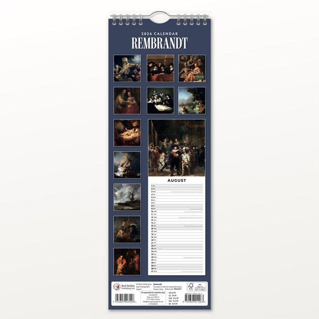 Red Robin Rembrandt Slimline Kalender 2026