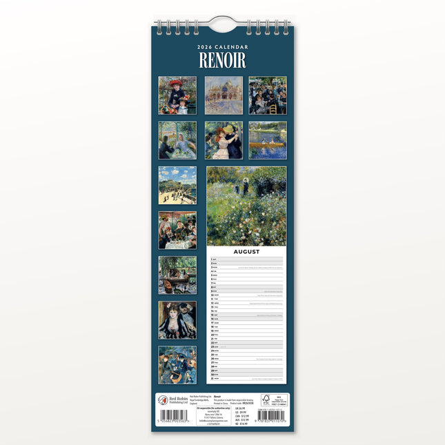 Red Robin Renoir Slimline Kalender 2026