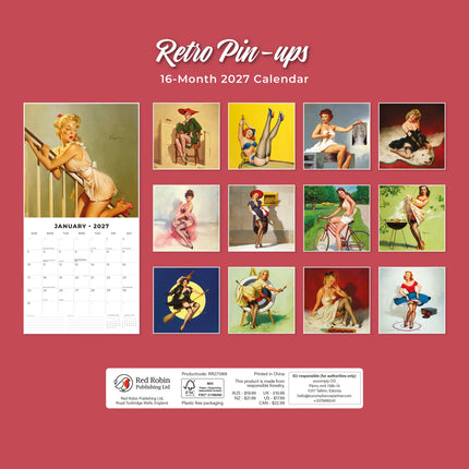 Red Robin Retro Pin Ups Kalender 2027