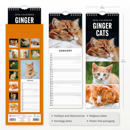 Red Robin Rode Katten Slimline Kalender 2026