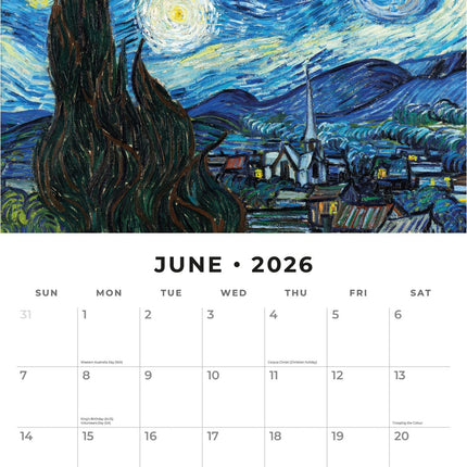 Red Robin Van Gogh Kalender 2026