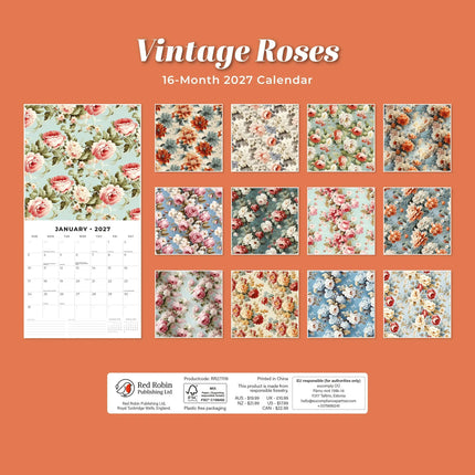 Red Robin Vintage Roses Kalender 2027