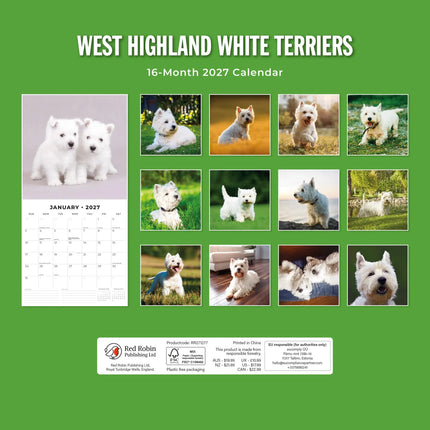 Red Robin West Highland White Terrier Kalender 2027