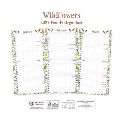 Red Robin Wildflowers Family Organiser 2027