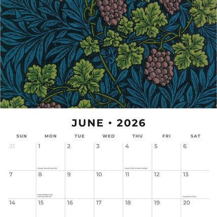 Red Robin William Morris Kalender 2026
