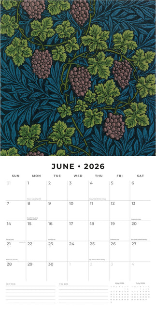 Red Robin William Morris Kalender 2026