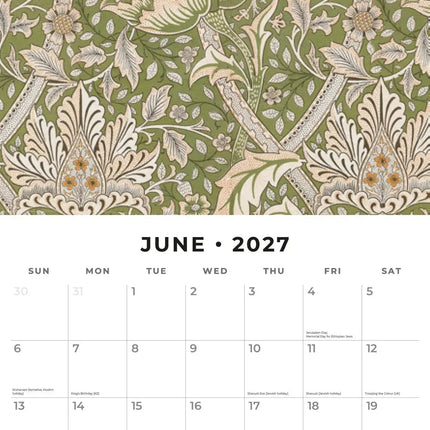 Red Robin William Morris Kalender 2027