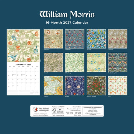 Red Robin William Morris Kalender 2027