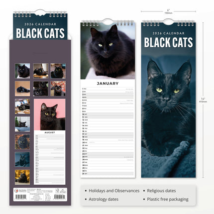 Red Robin Zwarte Katten Slimline Kalender 2026