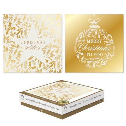 Tallon 12 Luxe Kerstkaarten Vierkant Gold Wishes