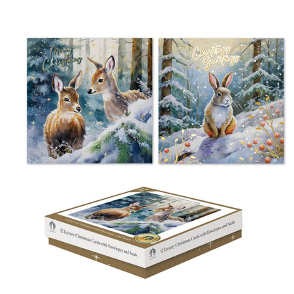 Tallon 12 Luxe Kerstkaarten Vierkant Woodland