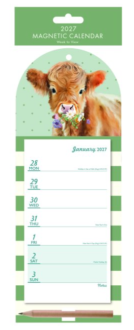 Tallon Cow and Bee Magnetische Weekkalender 2027