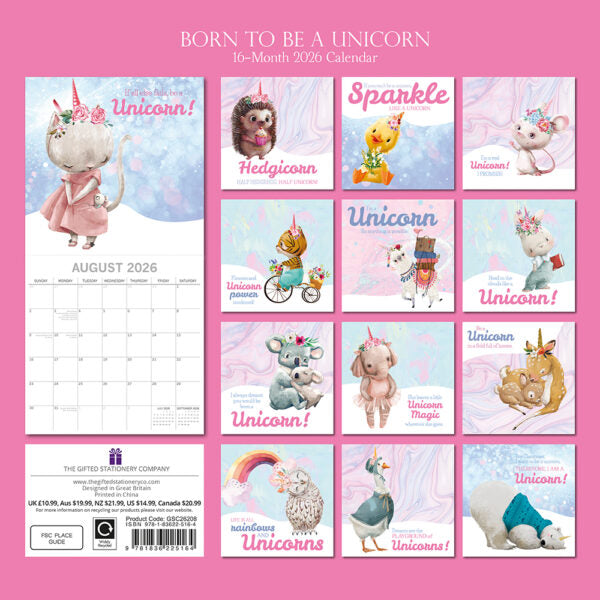 The Gifted Stationary Born to be a Unicorn Kalender 2026