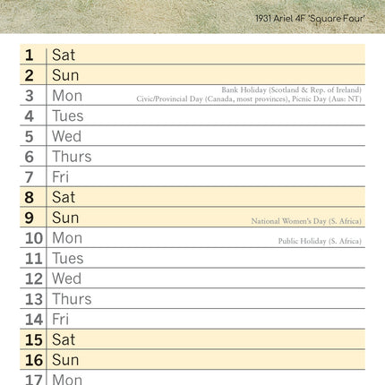 The Gifted Stationary Classic Bikes Kalender 2026 Slimline