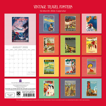 The Gifted Stationary Vintage Travel Posters Kalender 2026