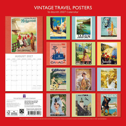 The Gifted Stationary Vintage Travel Posters Kalender 2027