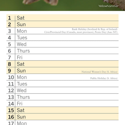 The Gifted Stationary Vogels Slimline Kalender 2026