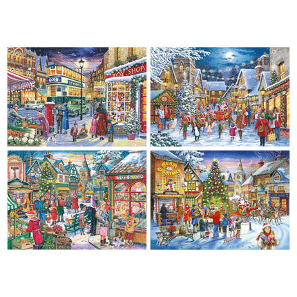 The House of Puzzles Christmas Shopping Puzzel 4x 500 Stukjes