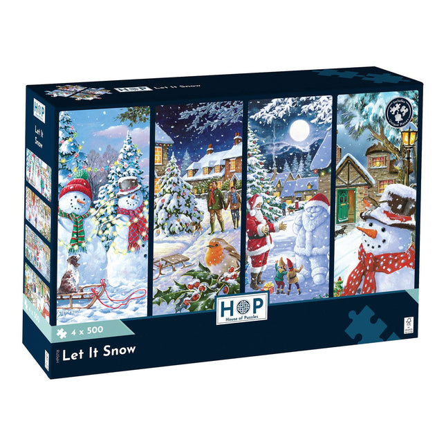 The House of Puzzles Let It Snow Puzzel 4x 500 Stukjes