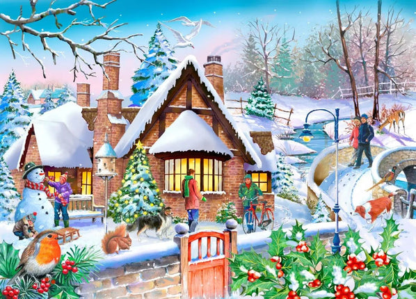 The House of Puzzles Snowy Cottage Puzzel 250 XL stukjes