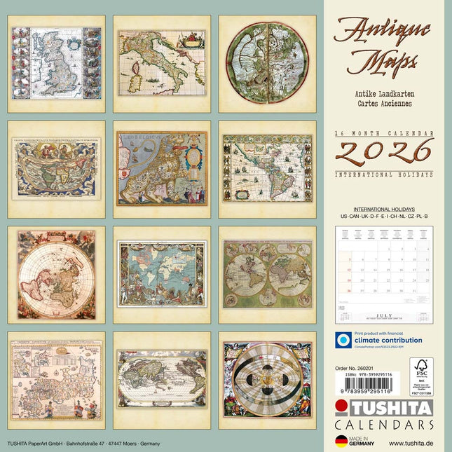 Tushita Antique Maps Kalender 2026