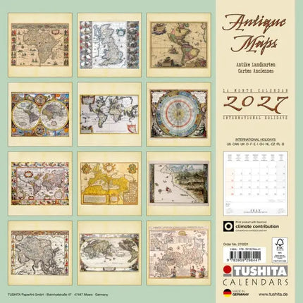 Tushita Antique Maps Kalender 2027