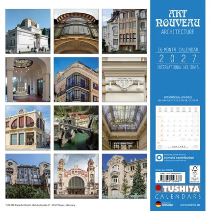 Tushita Art Nouveau Architecture Kalender 2027