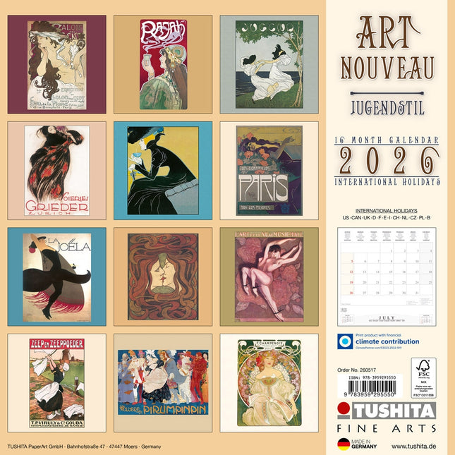 Tushita Art Nouveau Kalender 2026