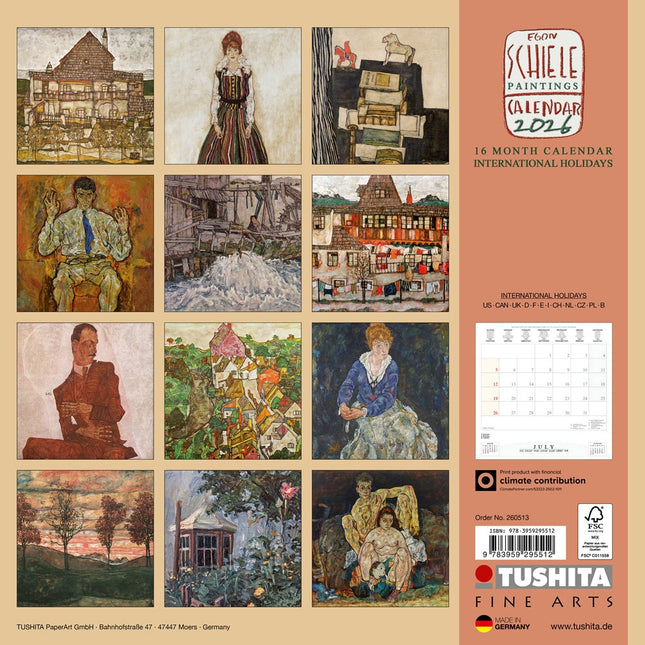 Tushita Egon Schiele Paintings Kalender 2026