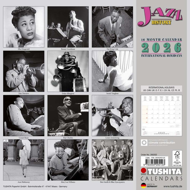 Tushita Jazz History Kalender 2026