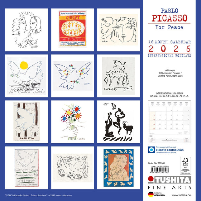 Tushita Pablo Picasso - For Peace Kalender 2026