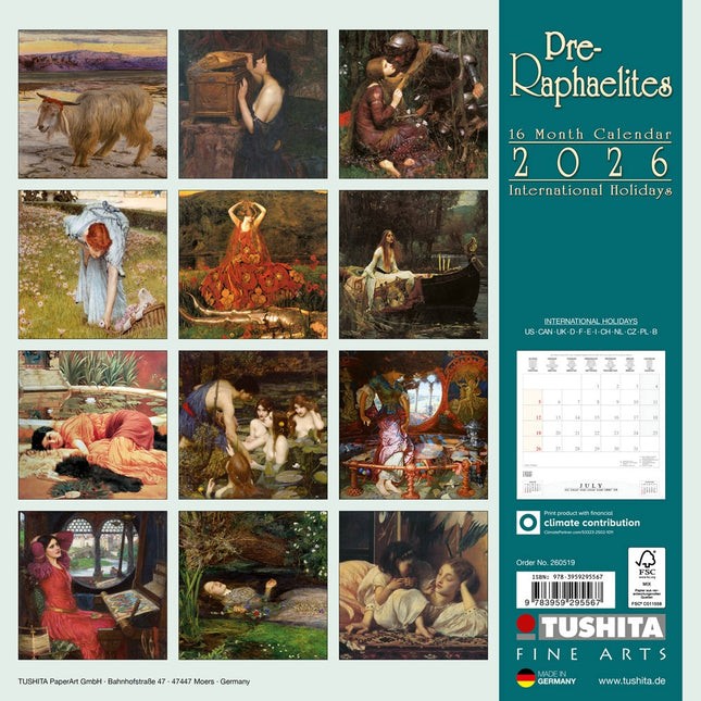 Tushita Pre-Raphaelites Kalender 2026